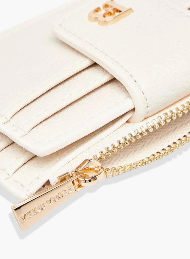 Flora Bella By Shoexpress CREAM Textured Card Holder With Snap Button Closure for Women | Best Price UAE